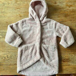 Columbia Girls Plush Fleece Hooded Jacket XS (6) High-Low Cozy Pink